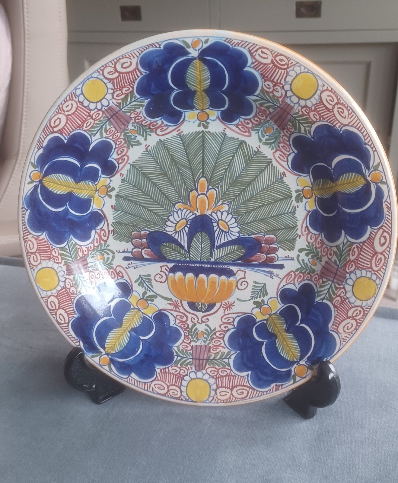 Antiek plateel bakkerij "de Porseleyne Klauw" pauwenbord, Ophalen of Verzenden