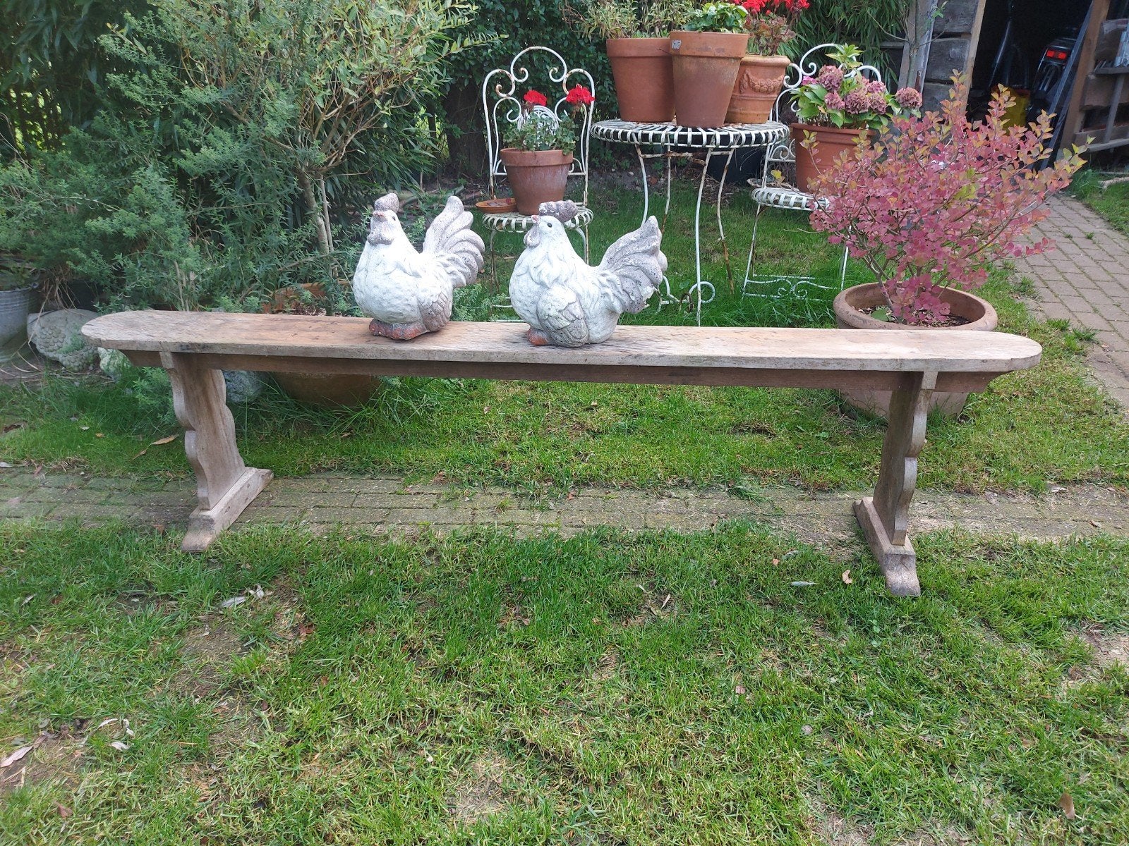 Antieke stevige houten bank 200 cm lang, Ophalen