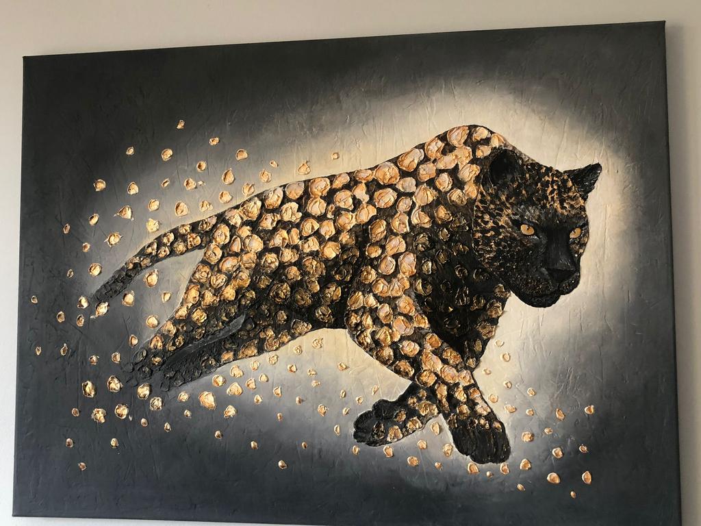 3D STRUCTUUR SCHILDERIJ – PANTER | 75x55 cm | premium, Ophalen of Verzenden