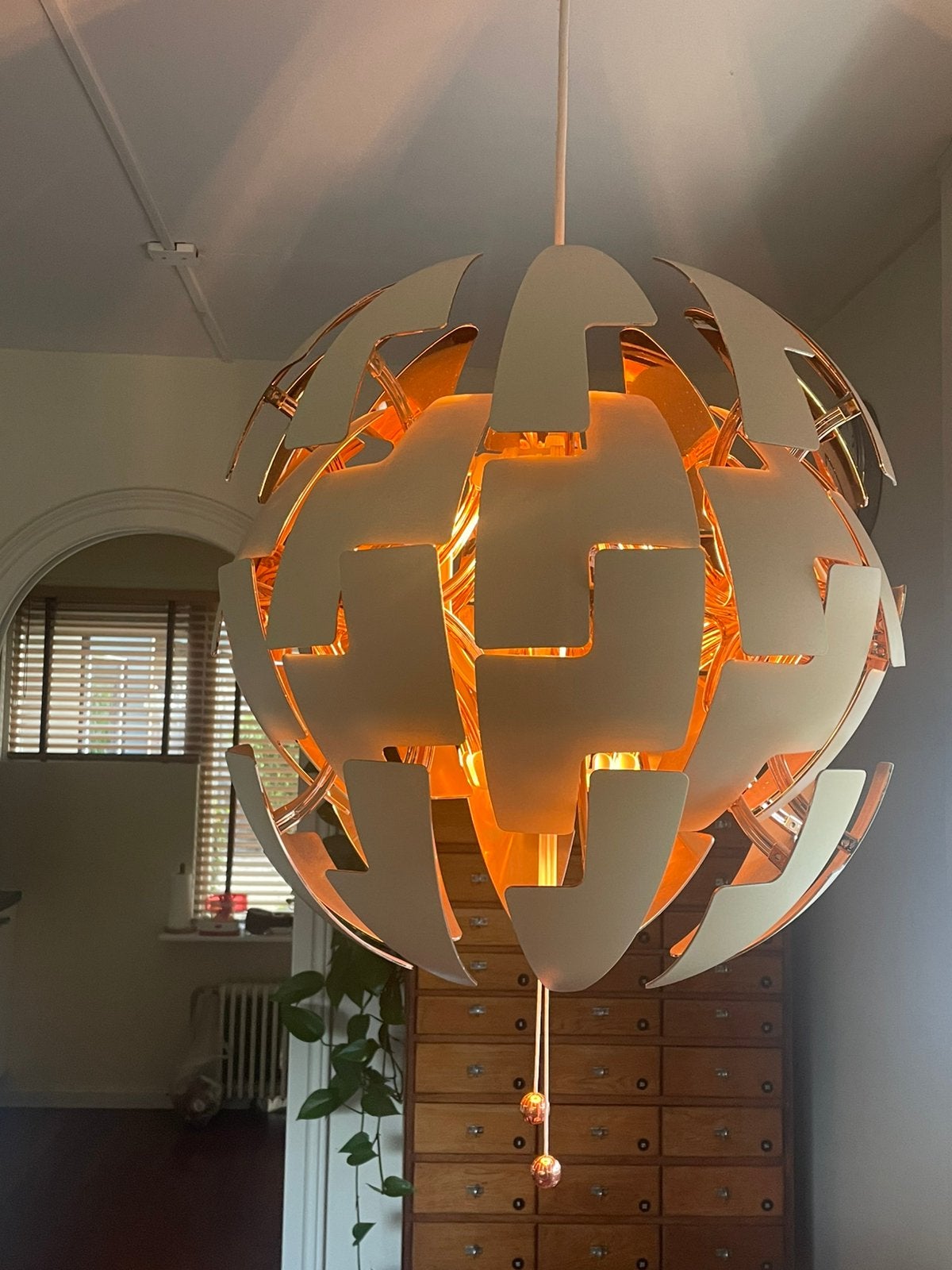 Ikea hanglamp te koop., Ophalen, Kunststof, E27 (groot), Zo goed als nieuw