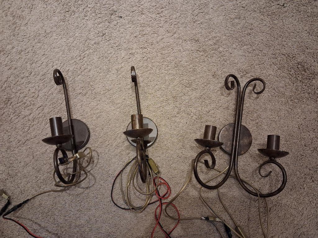 3x wandlamp brons, Ophalen of Verzenden, Gebruikt, Metaal