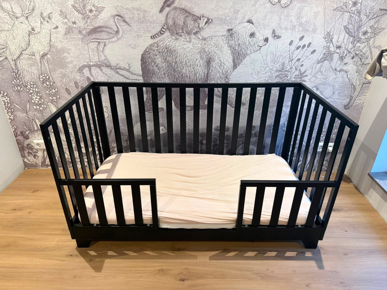 Meegroei Ledikant Colorfull Home Lois V2 70x140 Zwart, Ophalen, Zo goed als nieuw, Ledikant