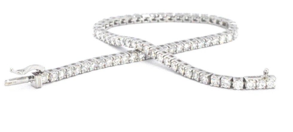 Schitterende diamanten tennisarmband in witgoud, Ophalen, Nieuw, Met edelsteen, Zilver