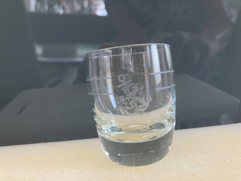 Borrelglas met Leeuw op Anker, Ophalen of Verzenden, Gebruikt, Borrel- of Shotglas