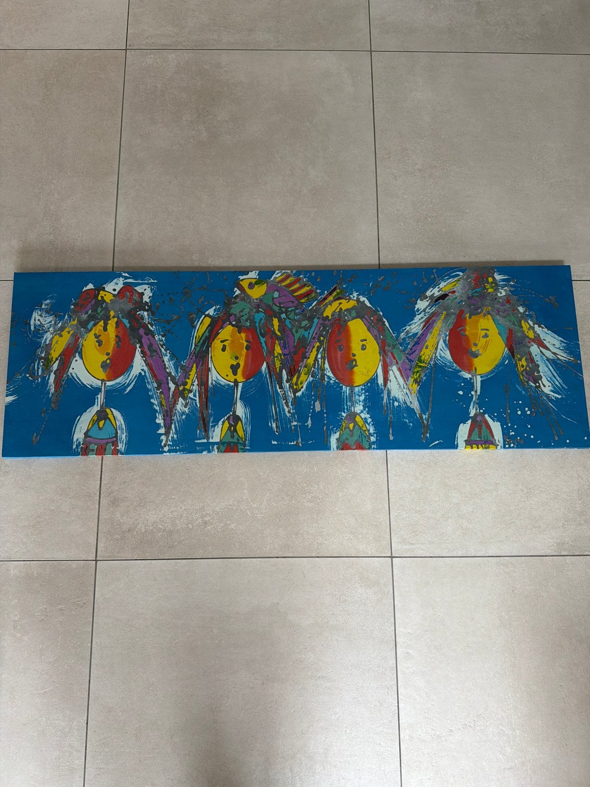 Modern Beschilderd Doek op MDF - Abstracte Figuren, Antiek en Kunst, Ophalen, Hout, Handgeschilderd, Figuren