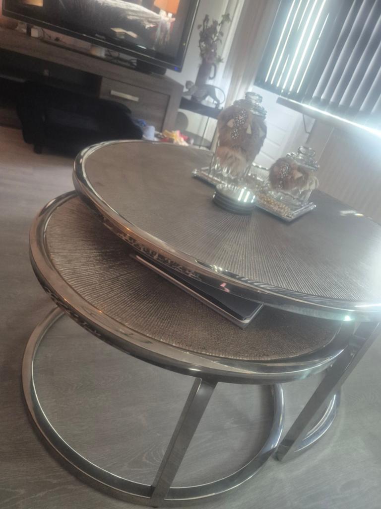 Salontafeltjes set in Eric Kuster stijl, Ophalen, Gebruikt, 50 tot 100 cm, Overige materialen