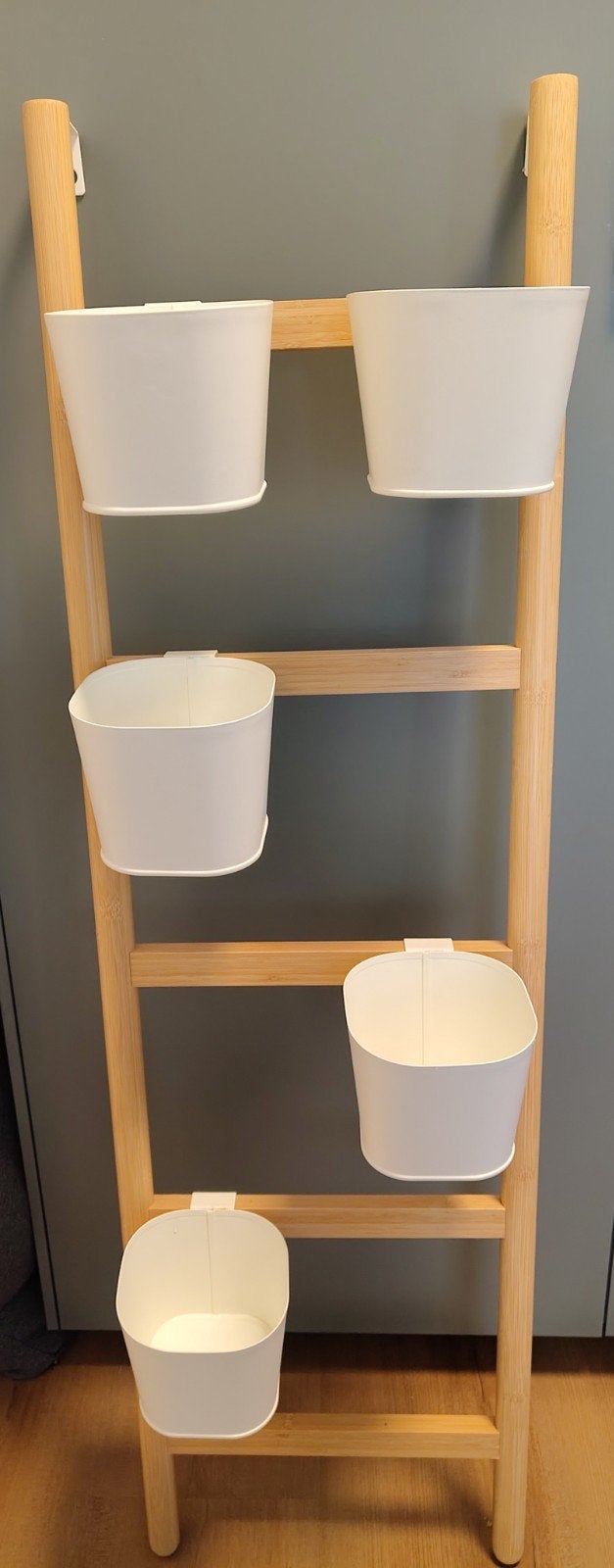 IKEA SATSUMAS plantenrek met 5 potten, bamboe/wit, Ophalen, Halfschaduw
