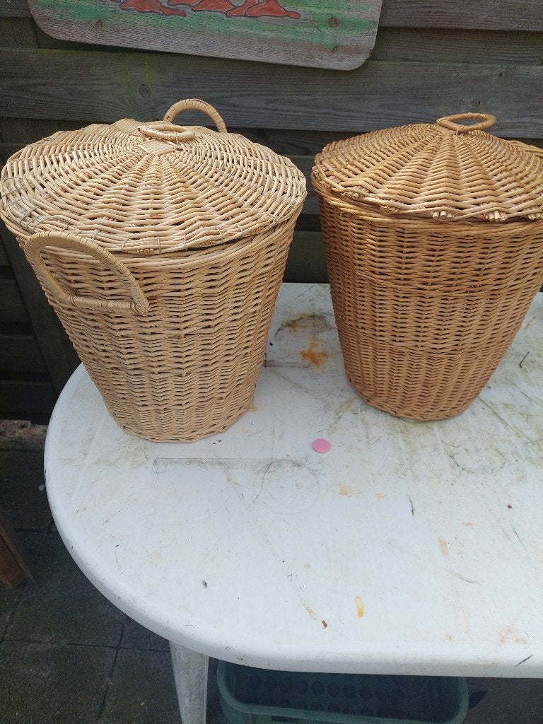 2 RIETEN MANDEN, Gevlochten, Mand, Rond, Nieuw