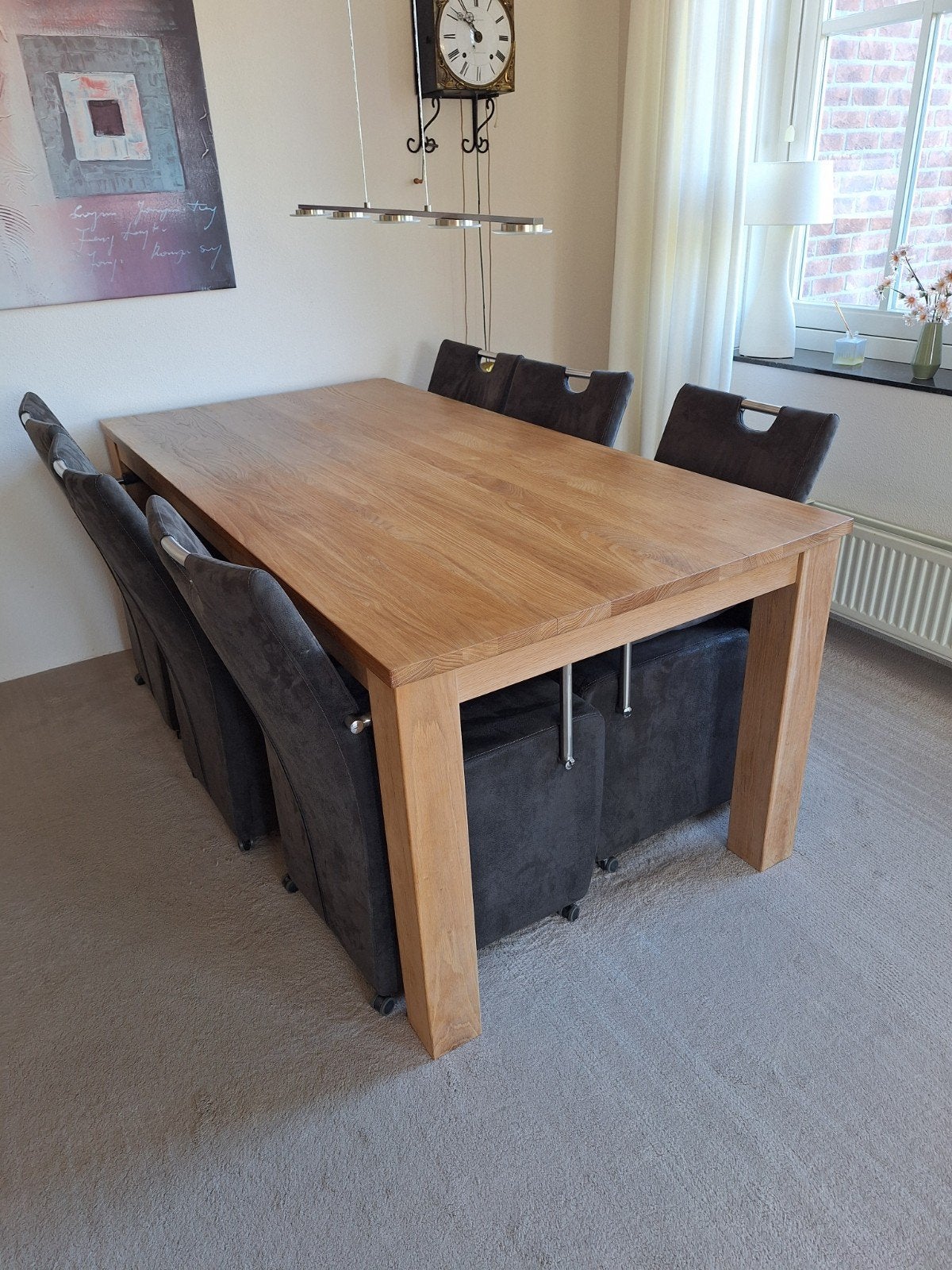Eethoek met 6 eetkamerstoelen - 190x94x78 cm, Huis en Inrichting, Ophalen, Gebruikt, 6 tot 8 stoelen