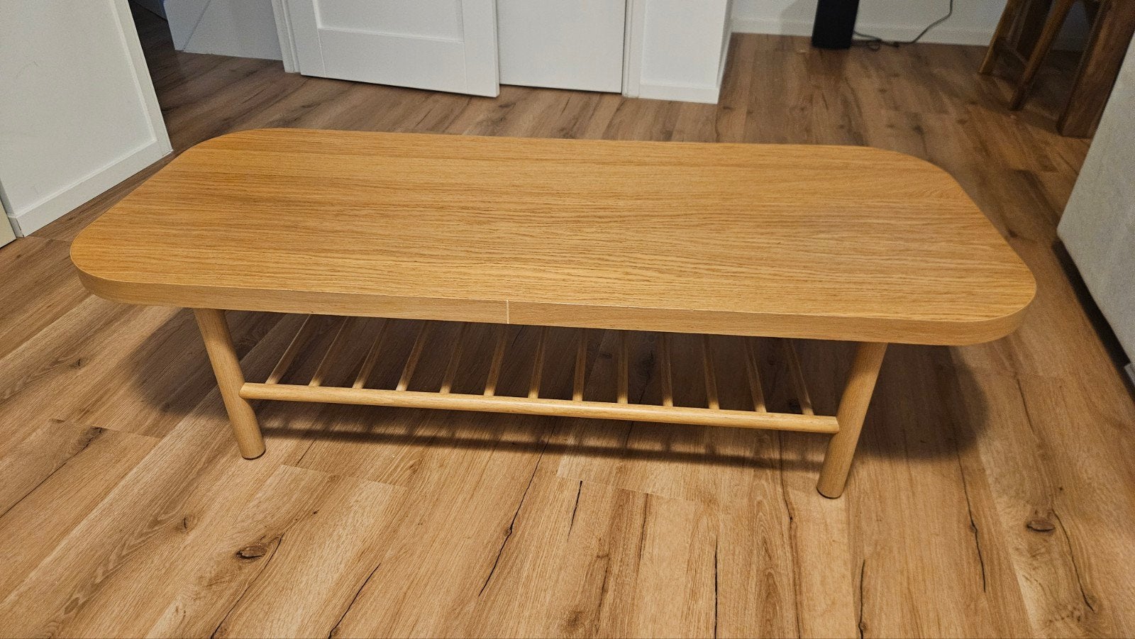Salontafel eikenfineer, 100 tot 150 cm, Eikenhout, Zo goed als nieuw, 50 tot 100 cm