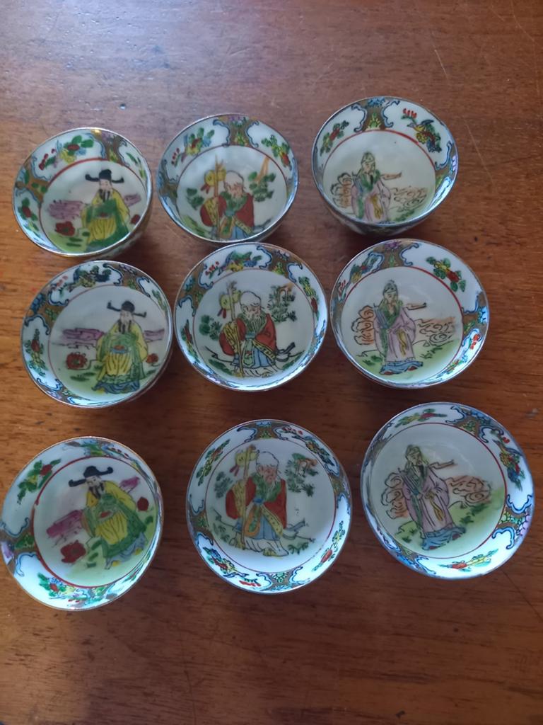 9 Chinese eier porseleinen mini schaaltjes, Ophalen of Verzenden
