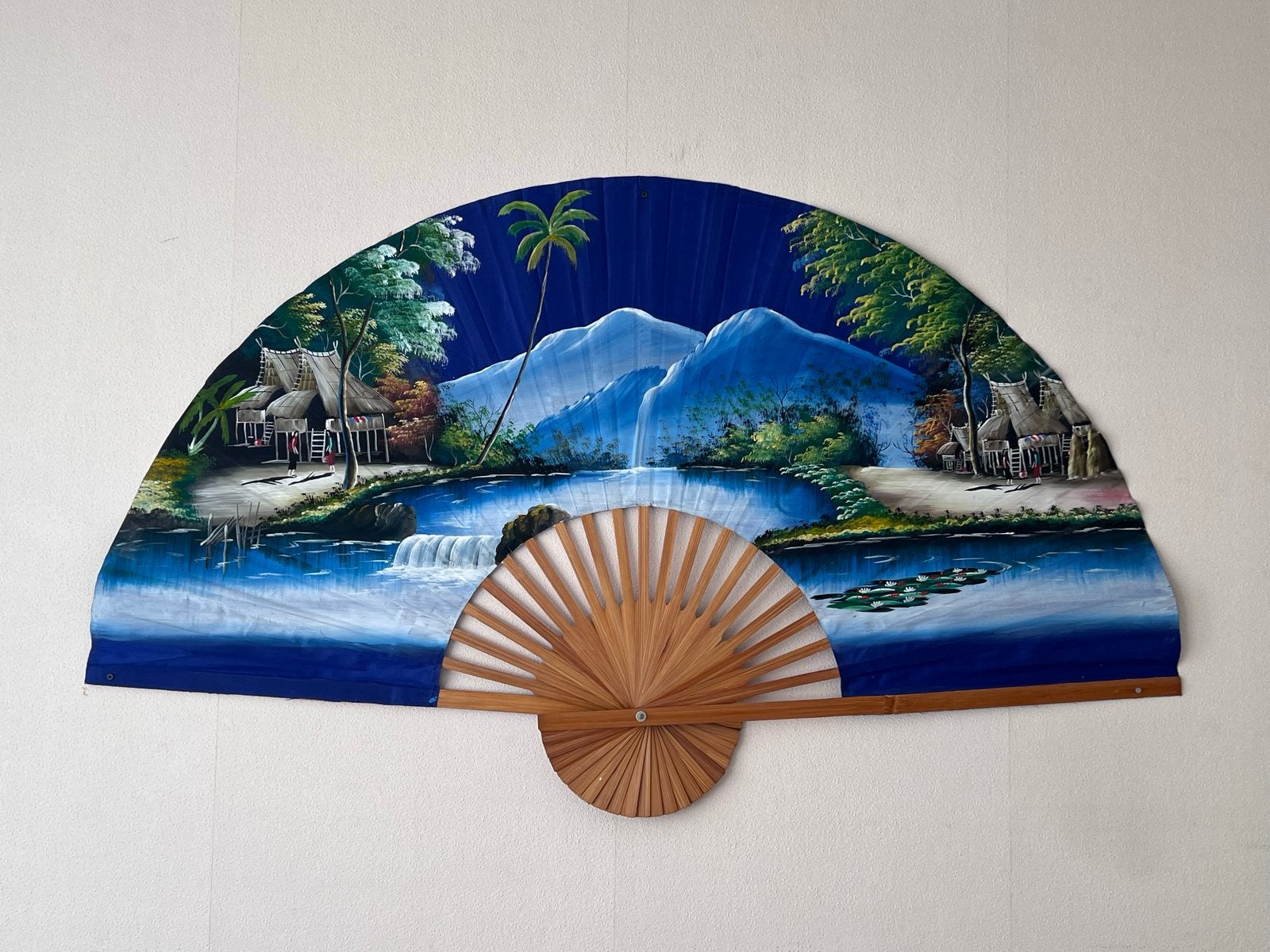 Decoratieve waaier met tropisch landschap, Ophalen, Gebruikt, 125 cm of meer, Overige typen