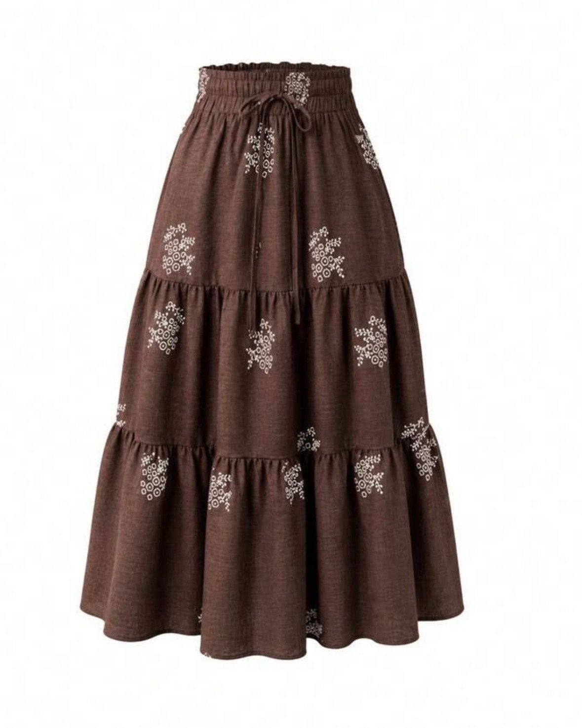 Bruine gelaagde rok met bloemenprint (44-52), Kleding | Dames, Ophalen of Verzenden, Nieuw, Bruin, Rok