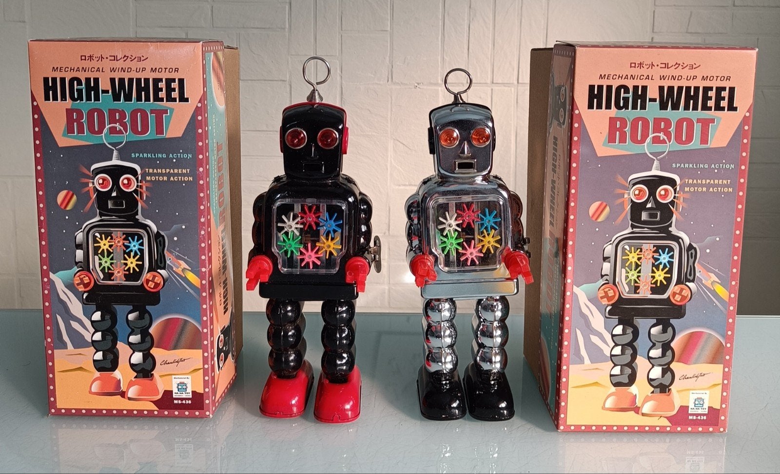 Blikken High-Wheel robots Ha - Ha toys., Ophalen of Verzenden, Zo goed als nieuw