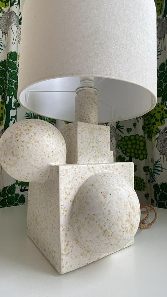 Handgemaakte tafellamp keramiek, Huis en Inrichting, Lampen | Lampenkappen, Ophalen of Verzenden, Zo goed als nieuw, Rond, Minder dan 25 cm