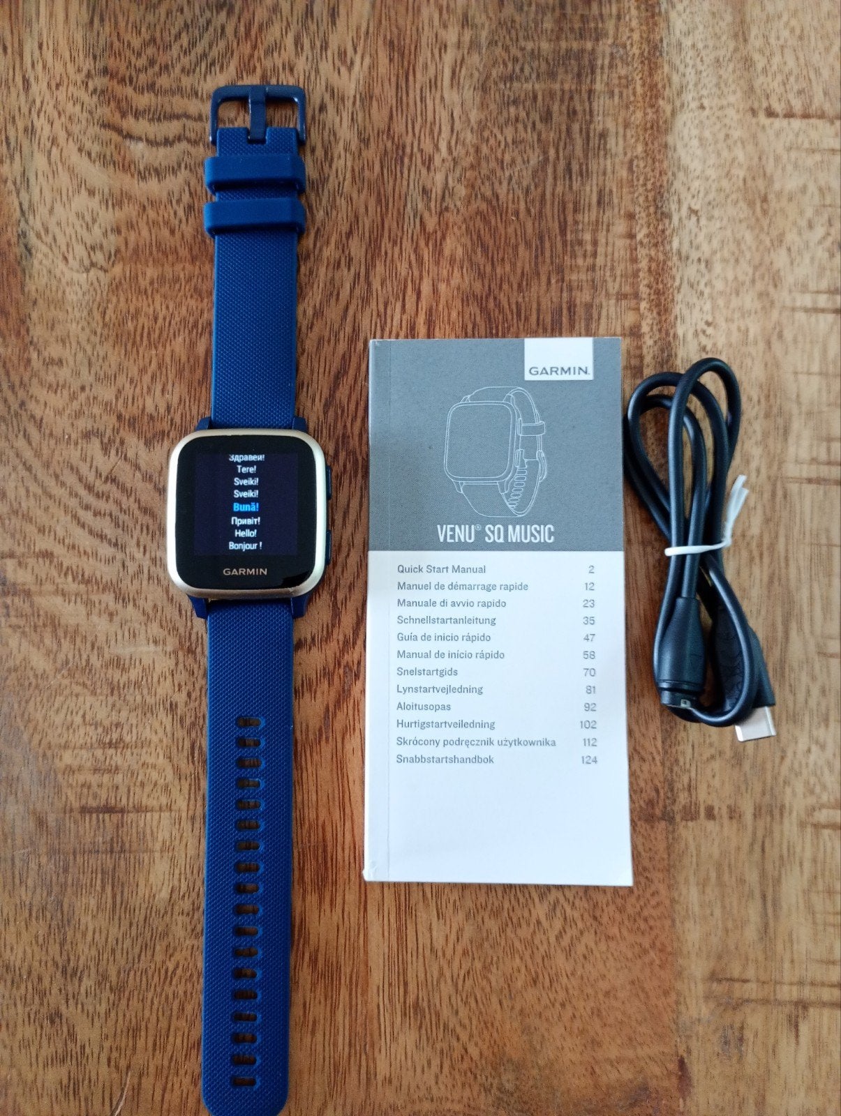 smartwatch Garmin Venu SQ - Donkerblauw met Goud - Zo goed a, Ophalen of Verzenden, Zo goed als nieuw, Blauw, Android