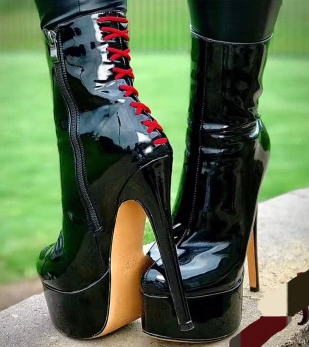 Prachtige Lak Laarzen Rode Koord, tm 46!, Kleding | Dames, Schoenen, Verzenden, Nieuw, Hoge laarzen