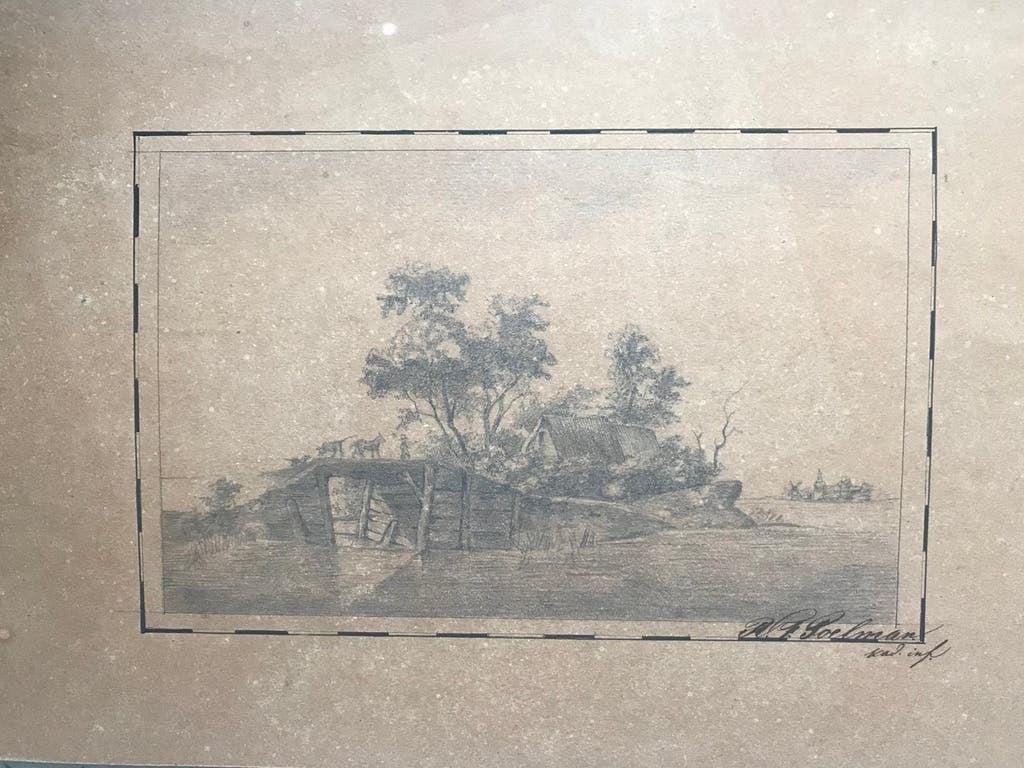 Or. antieke tekening, polood, Pieter Frans Poelman, 20x13 cm, Antiek en Kunst, Ophalen of Verzenden, Tekening, Potloodtekening