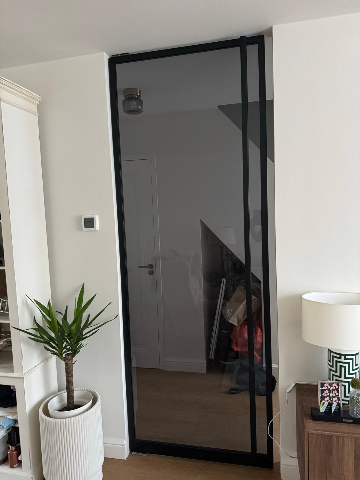 Zwarte stalen taatsdeur met rookglas, Ophalen, 80 tot 100 cm, 215 cm of meer, Binnendeur