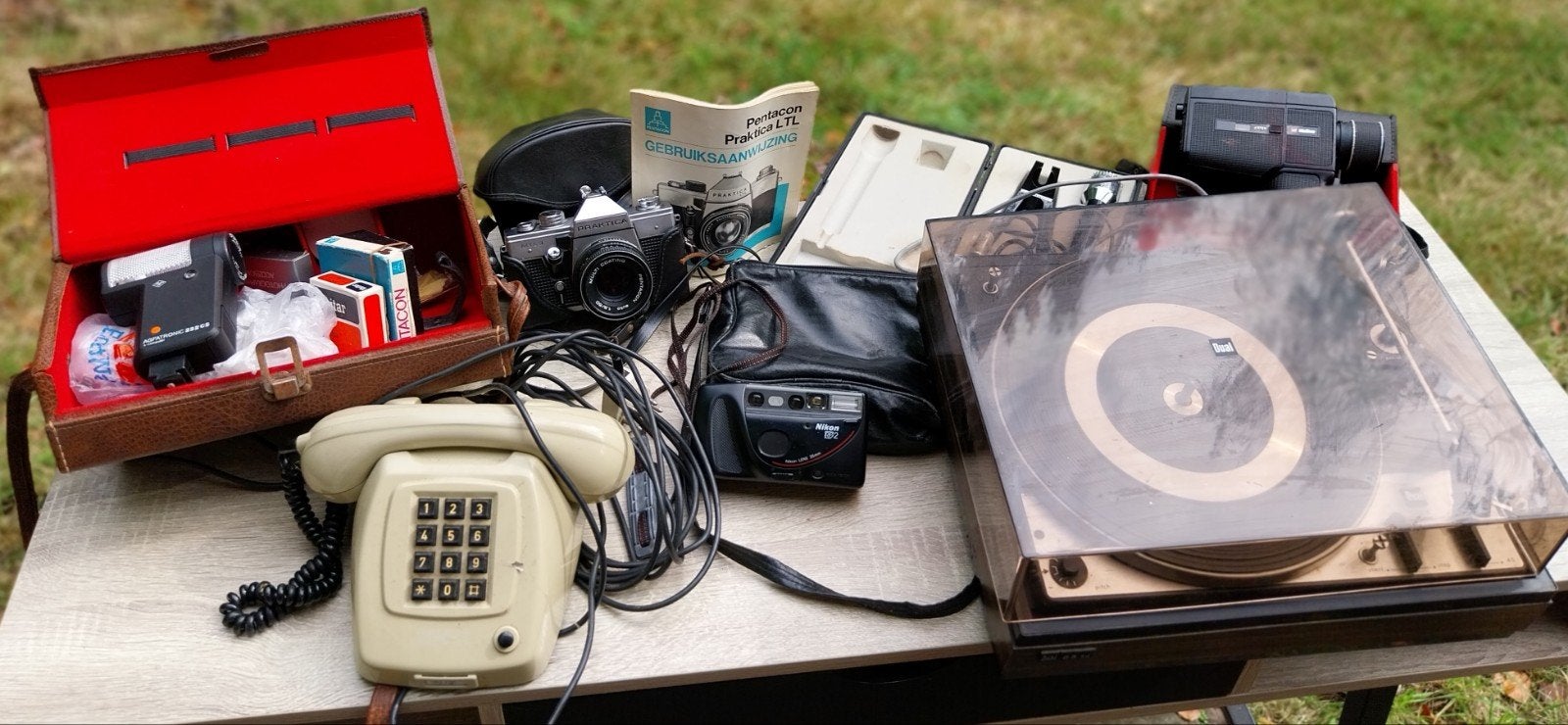 Vintage camera's, platenspeler en meer - Complete set, Ophalen, Gebruikt, Spiegelreflex, Overige Merken