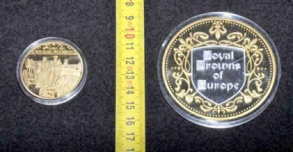 24 Karaat goud vergulde penningen Belgie en Engeland, Postzegels en Munten, Ophalen of Verzenden, Goud, Buitenland