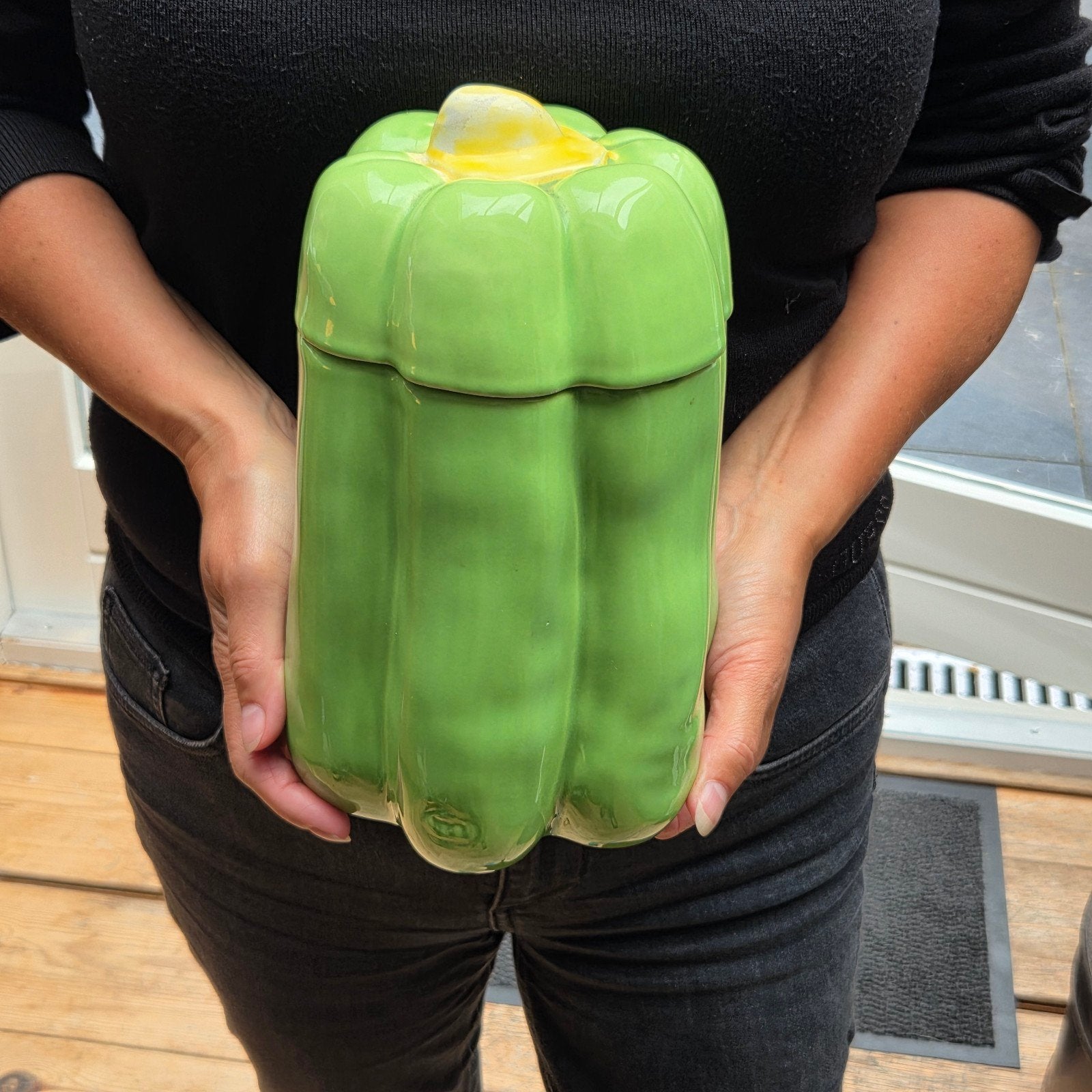 Grote groene paprika terrine van aardewerk - 24 cm, Ophalen of Verzenden