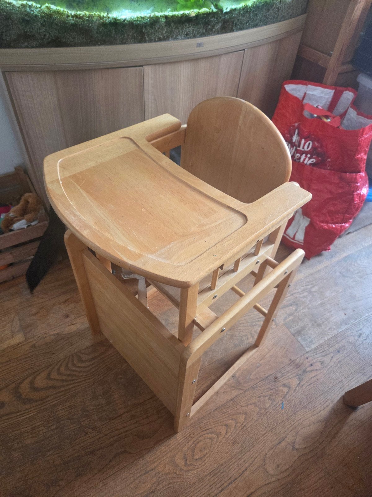 Houten meegroeistoel met eetblad en gordel, Kinderen en Baby's, Ophalen, Gebruikt, Meegroeistoel, Afneembaar eetblad
