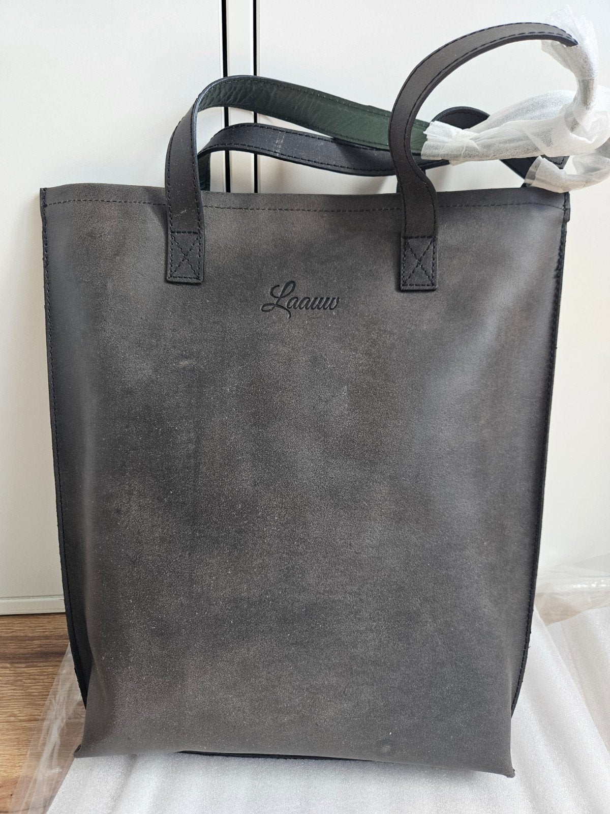 Laauw Shopper Tas - Offblack/Groen - 38x41cm, Ophalen of Verzenden, Nieuw, Zwart, Shopper