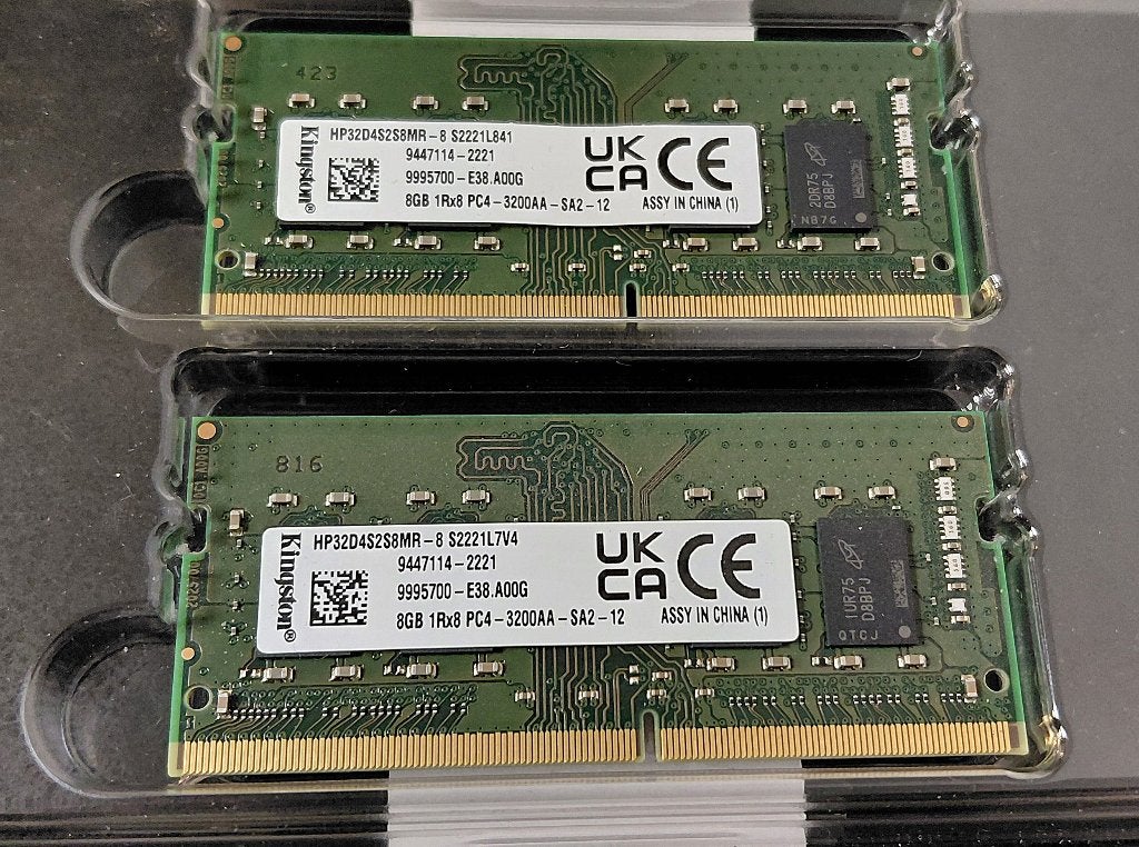 16GB Kingston 2x 8GB DDR4 3200MHz SODIMM HP32D4S2S8MR-8, DDR4, Ophalen of Verzenden, Zo goed als nieuw, Laptop
