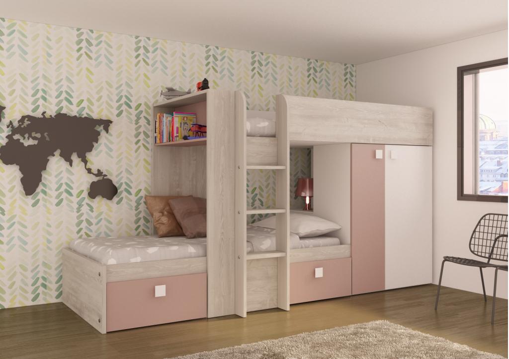Maxim Multifunctioneel Stapelbed - 90x190 - Oudroze, Niet ingevuld, Niet ingevuld, Niet ingevuld