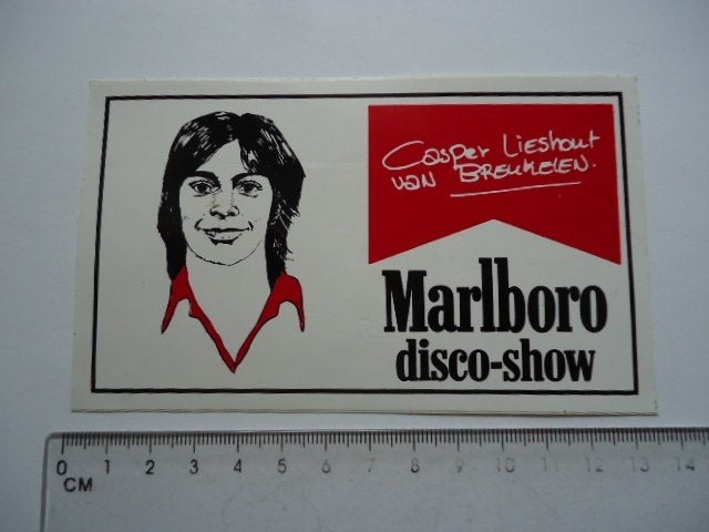 sticker oud Marlboro disco show ger loogman pop popmuziek, Verzamelen, Stickers, Verzenden, Zo goed als nieuw, Bedrijf of Vereniging