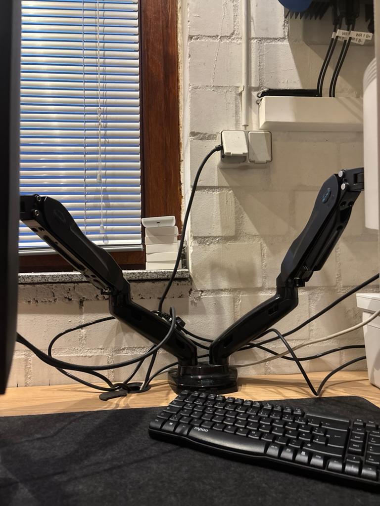 Monitorhouder voor 2 monitoren - Huanuo, Computers en Software, Monitoren, Ophalen, Gebruikt, Draaibaar