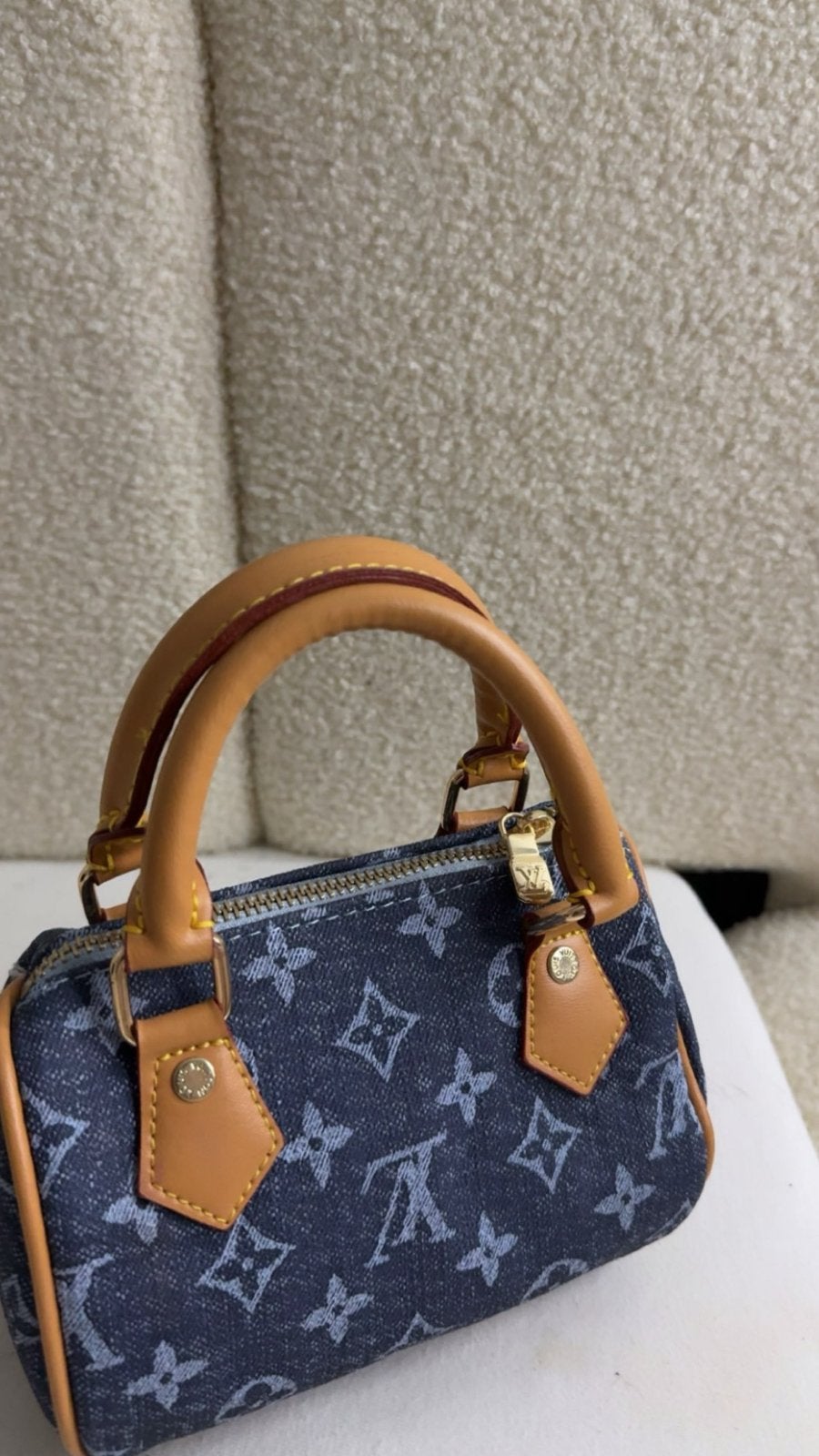 Louis Vuitton Speedy Nano Denim Monogram Handtas, Ophalen of Verzenden, Zo goed als nieuw, Blauw, Handtas
