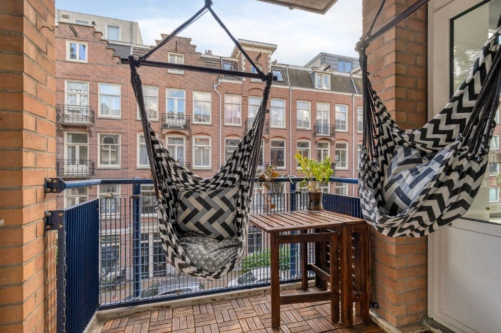 2x Hangstoel balkon (hangmatstoel zigzag zwart/wit), Tuin en Terras, Ophalen, Gebruikt, Eenpersoons, Binnen