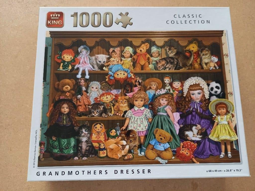 King Legpuzzel 1000 stukjes - Poppen thema, Ophalen of Verzenden, 500 t/m 1500 stukjes, Zo goed als nieuw, Legpuzzel