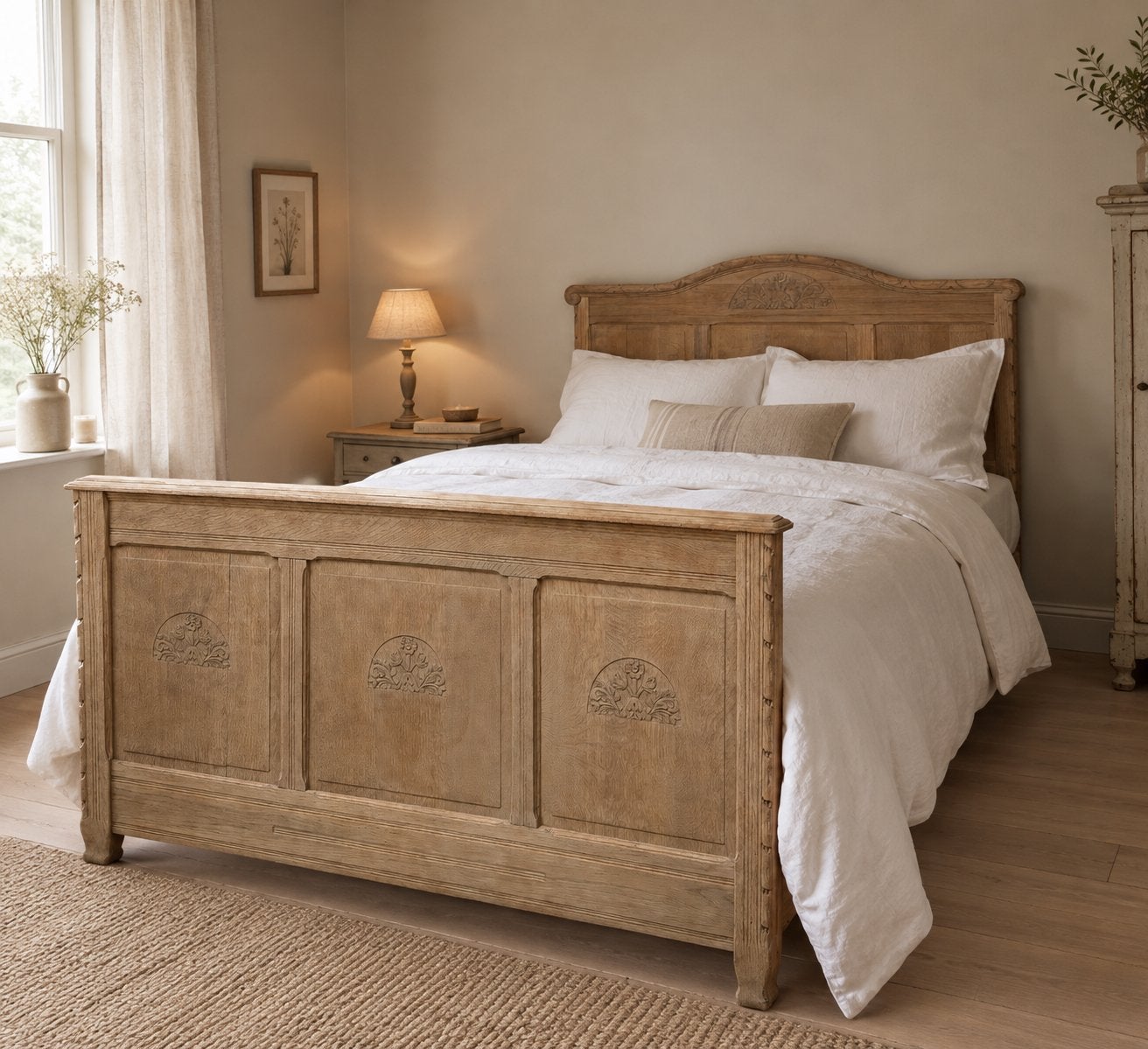 Brocante Eiken Antiek Twijfelaar bed kinderkamer slaapkamer, Ophalen, Frans brocante antiek, ..., 190 cm of minder
