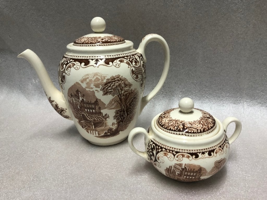 koffiepot + suikerpot Maastricht Castillo bruin, Antiek en Kunst, Antiek | Servies los, Ophalen of Verzenden
