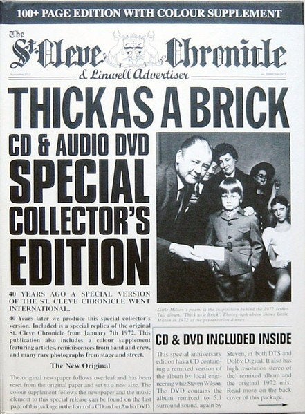CD +DVD Jethro Tull Thick as a Brick 40 Anniversary Set, Boxset, Ophalen of Verzenden, Zo goed als nieuw, Progressive Rock