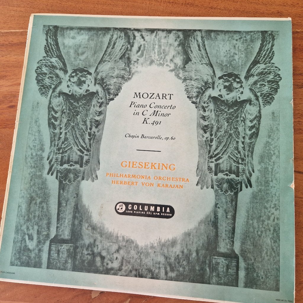 Mozart: Piano Concerto K.491 - Gieseking/Karajan (Columbia), LP, Gebruikt, Soloconcert, Ophalen of Verzenden