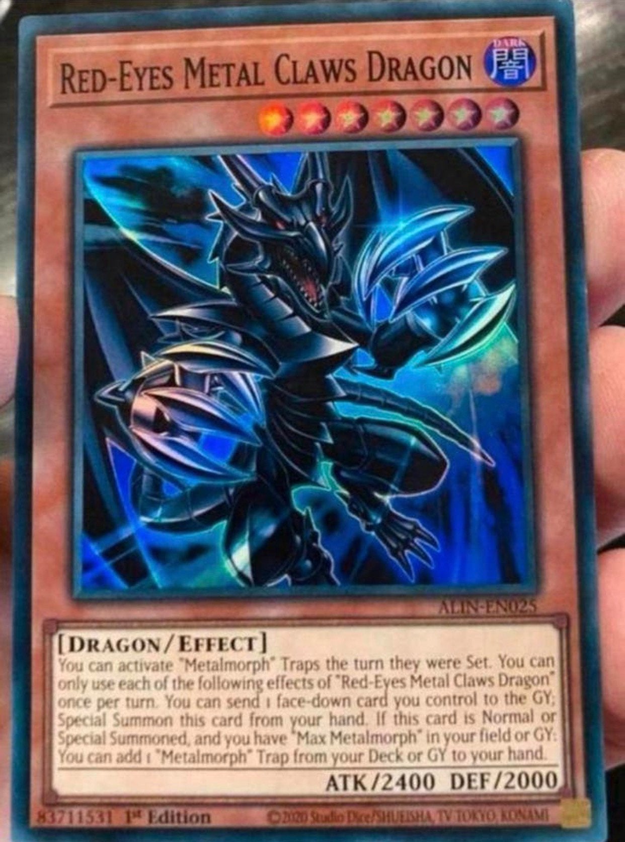 Yu-Gi-Oh! Red-Eyes Metal Claws Dragon ALIN 1st Edition !, Hobby en Vrije tijd, Verzamelkaartspellen | Yu-gi-Oh!, Ophalen of Verzenden