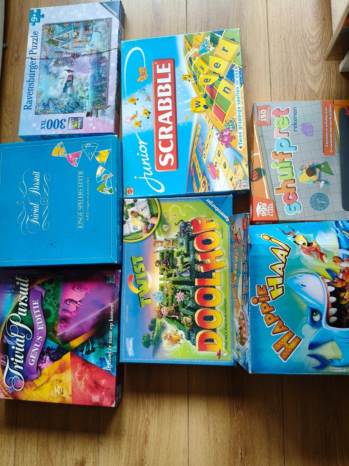 Diverse bordspellen en puzzel - Ravensburger, Scrabble, Vijf spelers of meer, Ophalen, Gebruikt, Ravensburger, Hasbro