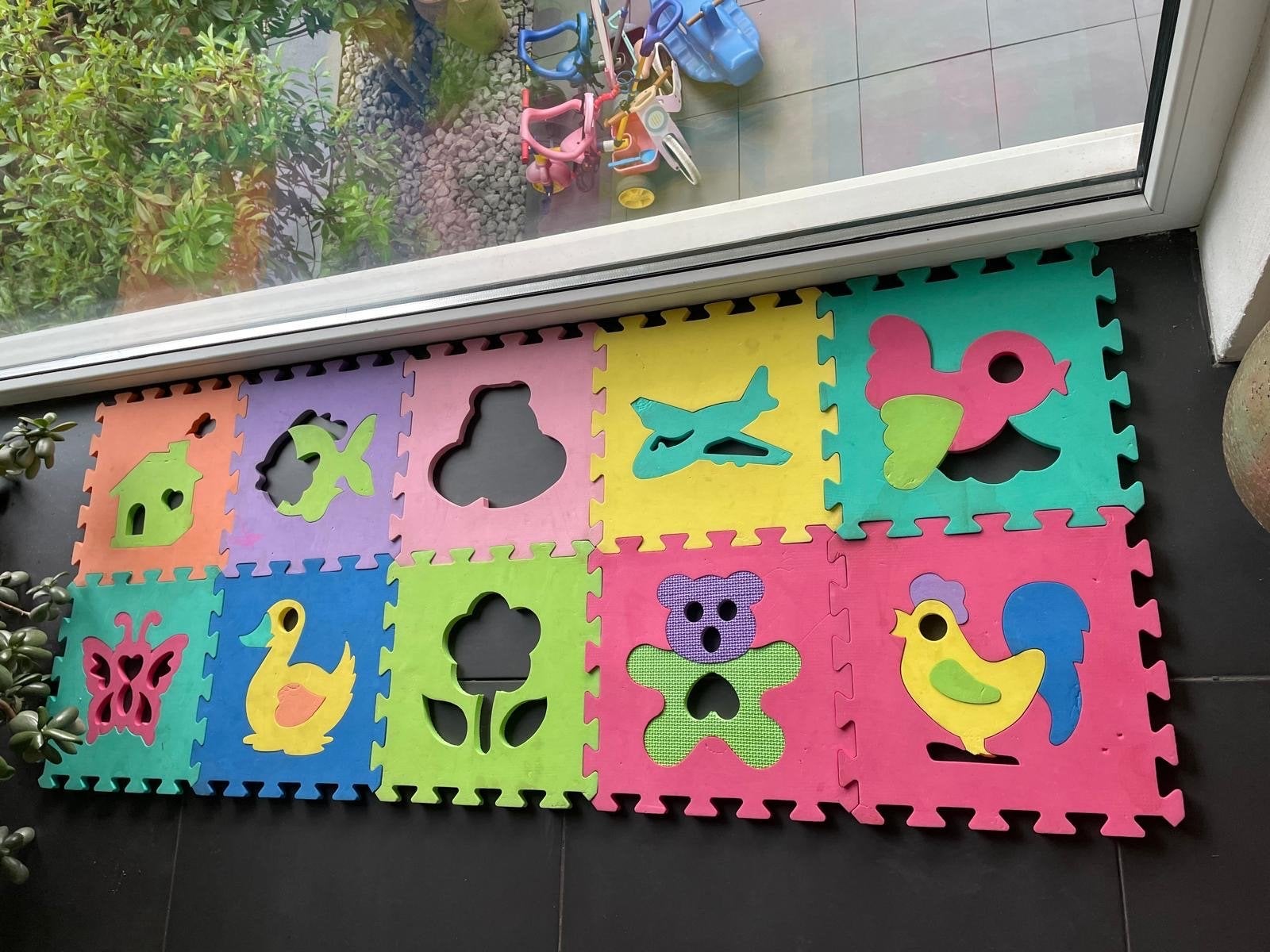 Vrolijk Speelkleed/Puzzelmat met dieren en vormen, Ophalen of Verzenden, Gebruikt, Speelkleed