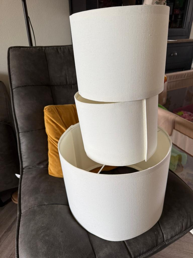 Set van 3 witte lampenkappen, Ophalen, Gebruikt, Wit, Rond