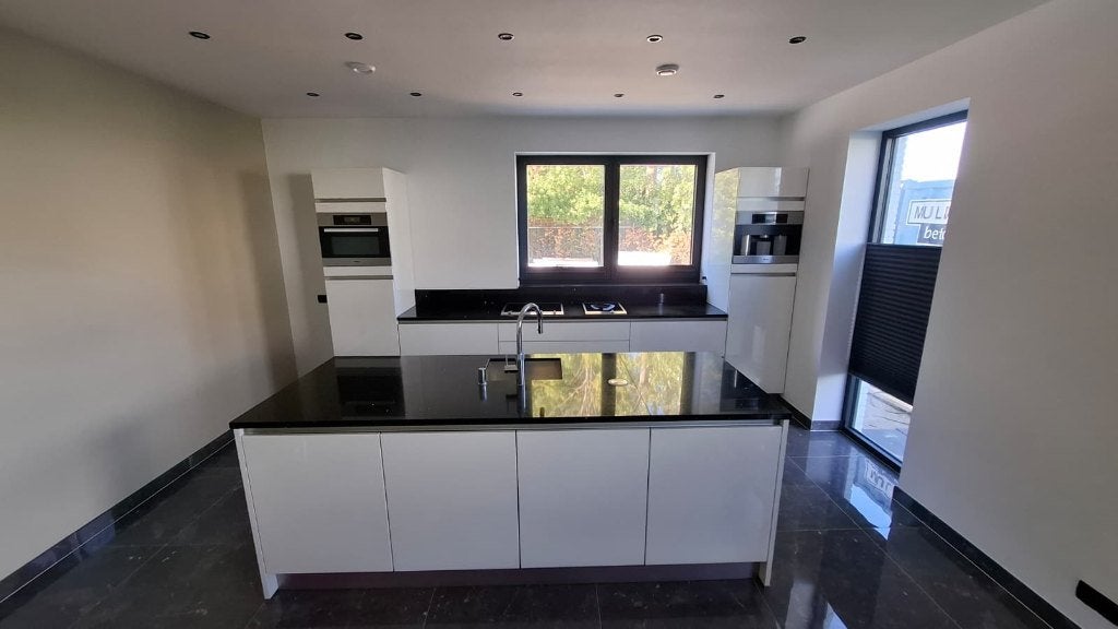 Luxe Bruynzeel Hoogglans Witte Eilandkeuken GEDEMONTEERD, Greeploos, Wit, Overige typen, Ophalen of Verzenden