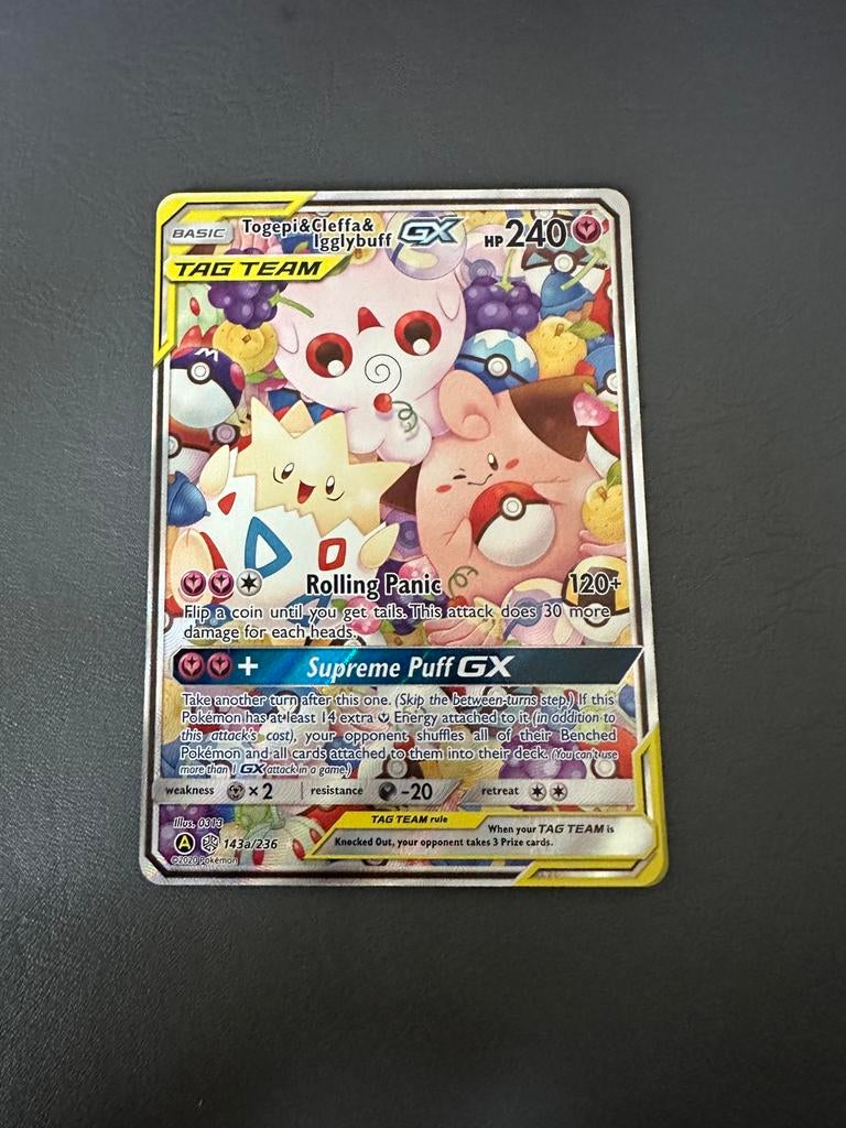 Togepi & Cleffa & Igglybuff GX Tag Team Pokemon Kaart, Ophalen, Zo goed als nieuw