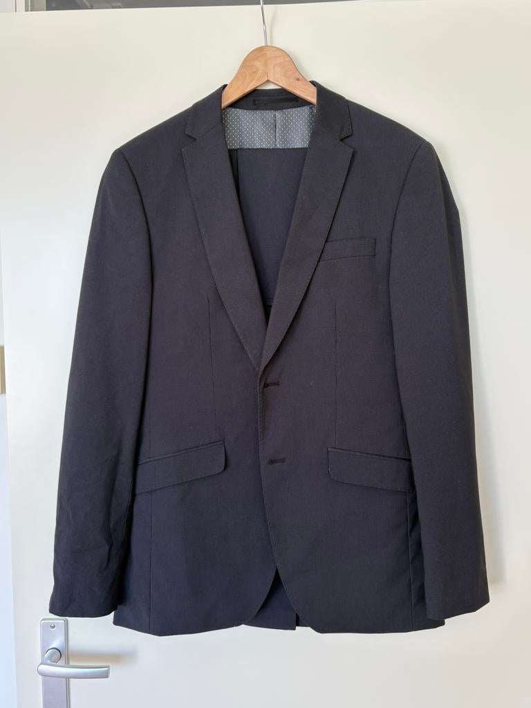 Zwart pak heren Angelo Litrico, Kleding | Heren, Kostuums en Colberts, Ophalen, Zo goed als nieuw, Maat 48/50 (M), Zwart