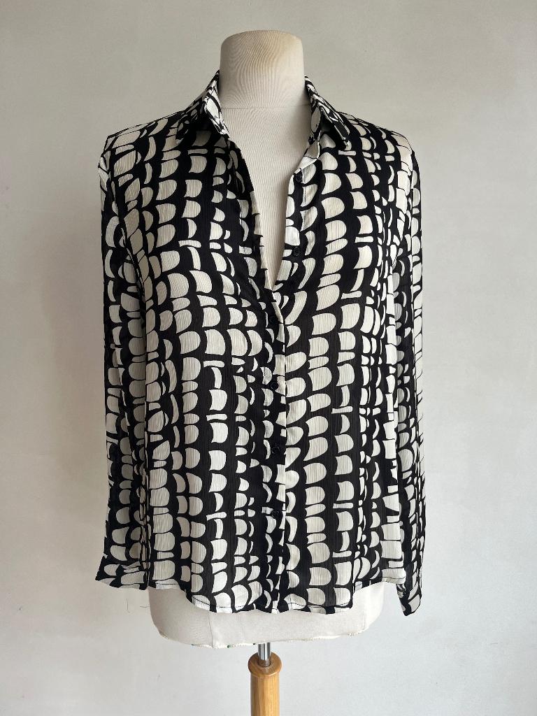 guts & gusto blouse zwart beige maat m blouse, Maat 38/40 (M), Guts & Gusto, Verzenden, Zwart