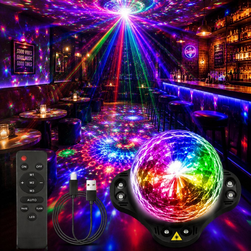 4in1 Party Light (grote discobal + lasers + stroboscopen), Ophalen, Nieuw, Licht, Geluidgestuurd