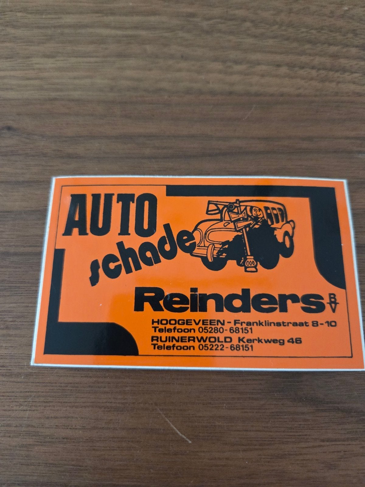 8400 Auto schade Reinders sticker Hoogeveen Ruinerwold, Ophalen of Verzenden