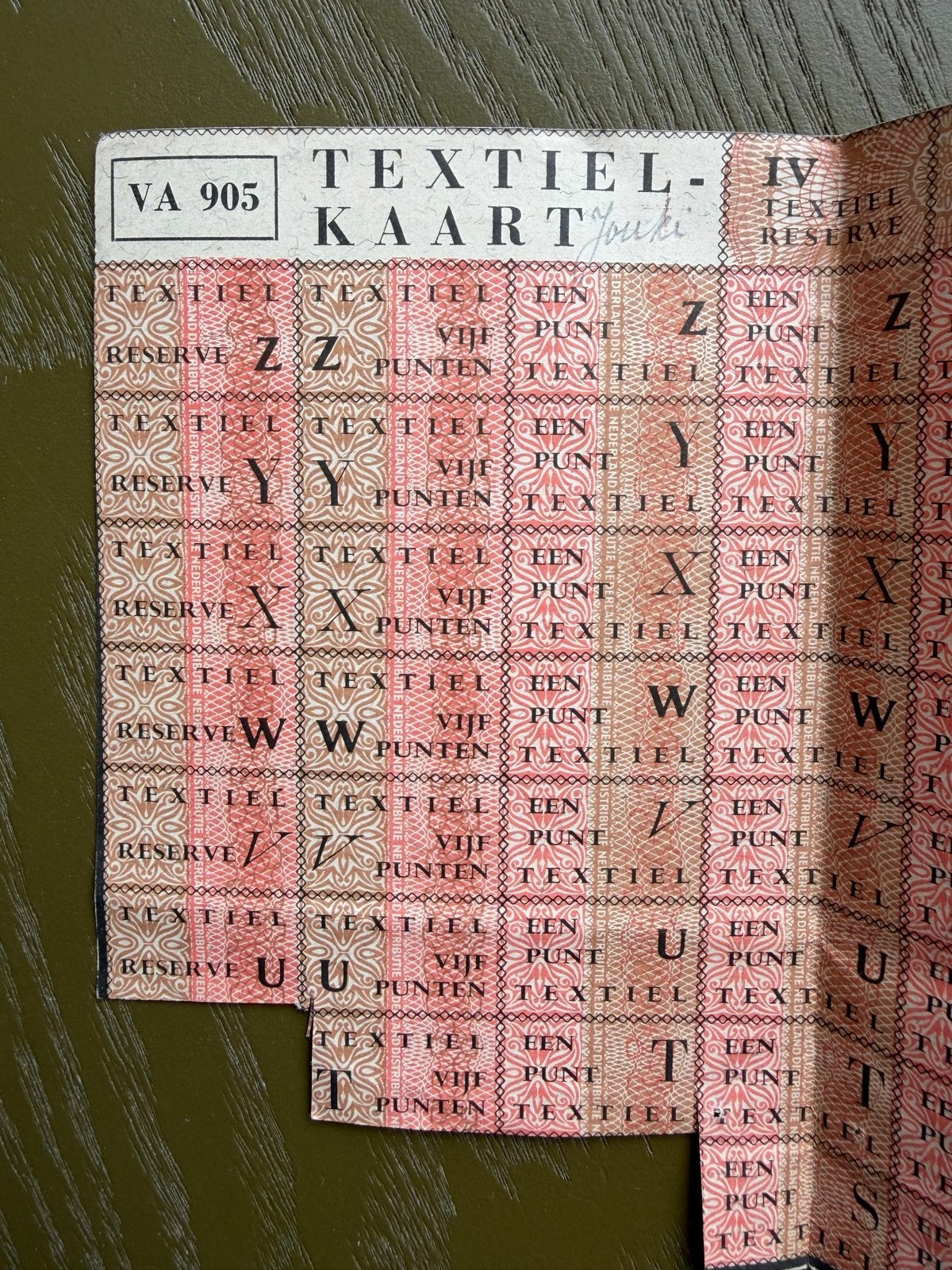 Textielkaart- WOII rantsoenbonnen, Ophalen of Verzenden, Gebruikt